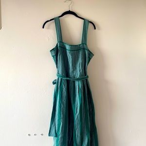 Anthropologie Green Striped Jumpsuit